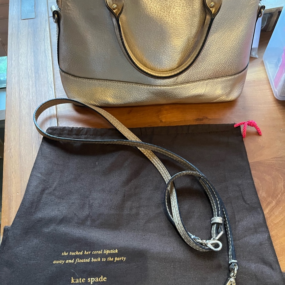 EUC Kate Spade Wellesley Rachelle Gold Leather Handbag - Picture 16 of 16